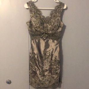 May Queen Silver Beaded/Sequined cocktail dress